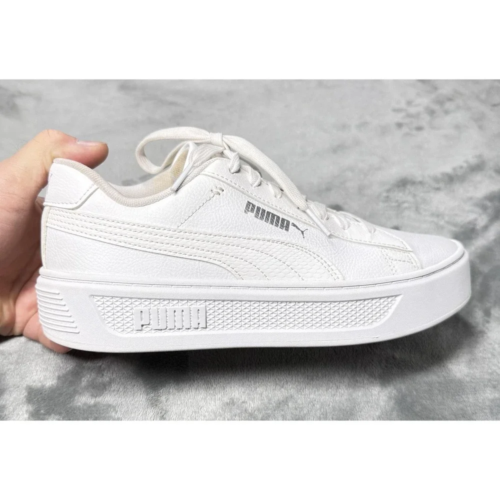Puma Platform Shoes Womens Size‎ 8.5 White SoftFoam+ Leather Casual 392253-01